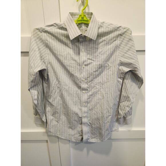 Brooks Brothers Shirt Mens 15.5 34 Medium Blue Gray Striped Regent Dress Preppy - Picture 1 of 9